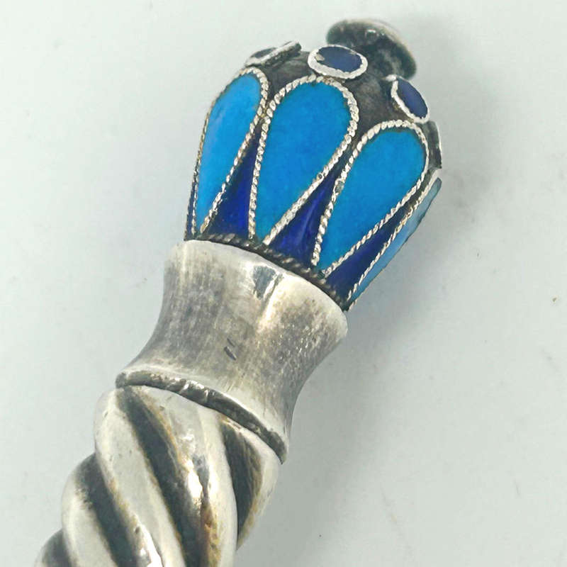 Russian Silver  Saint Petersburg Champlevé Enamel Large Spoon C1873