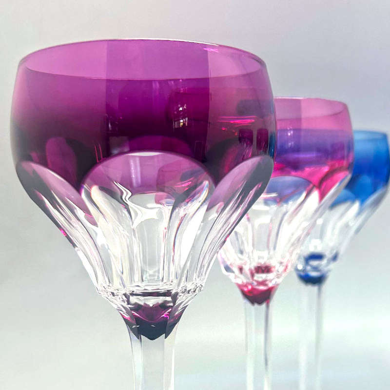Val St Lambert Set Of 6 Crystal Hock Glasses