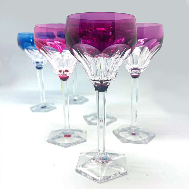 Val St Lambert Set Of 6 Crystal Hock Glasses