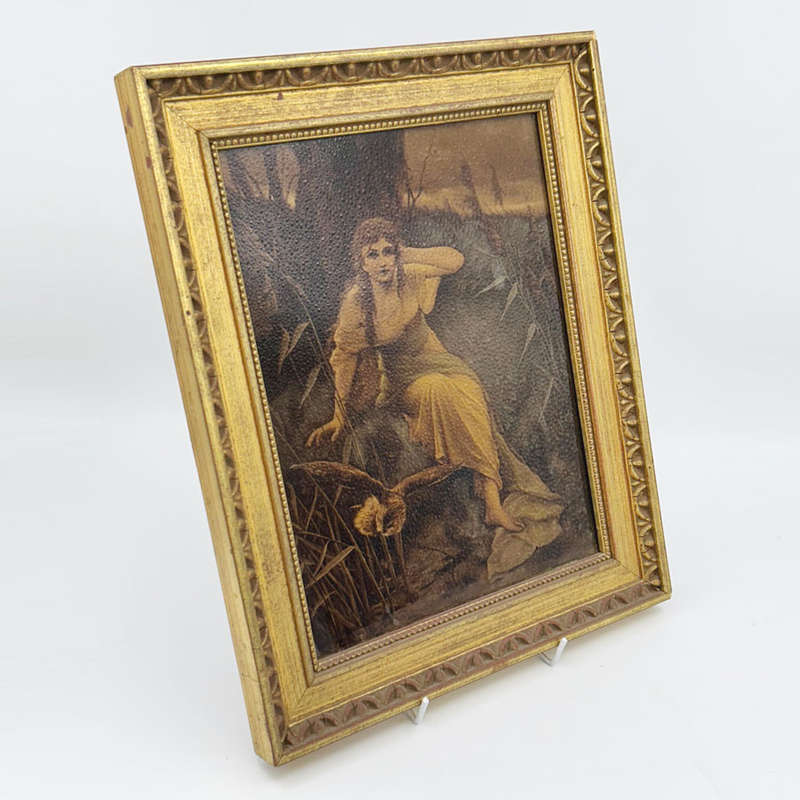 Victorian Crystoleum Picture Of Girl In Forest C1880