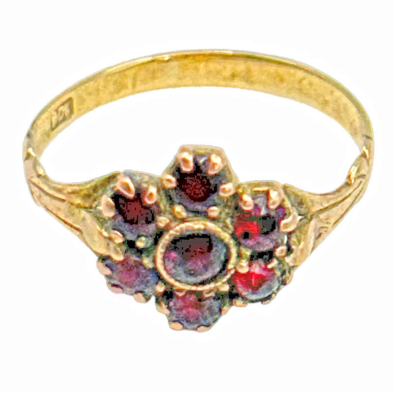 9ct Garnet Victorian Flower Ring