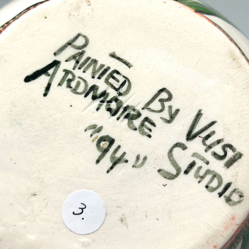 Ardmore Hand Painted Cheetah and Zebra Vase Vusi 1994