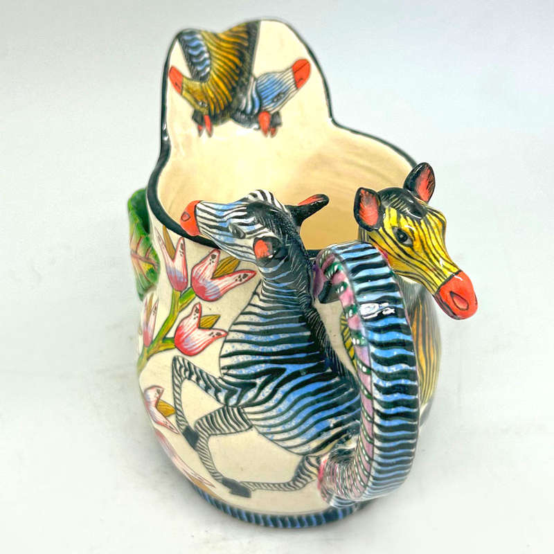 Ardmore Hand Painted Zebra Jug Kenneth and Sabelo 2008