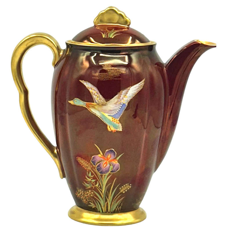 Carlton Ware Chinoiserie Rouge Royale Mallard Coffee Pot