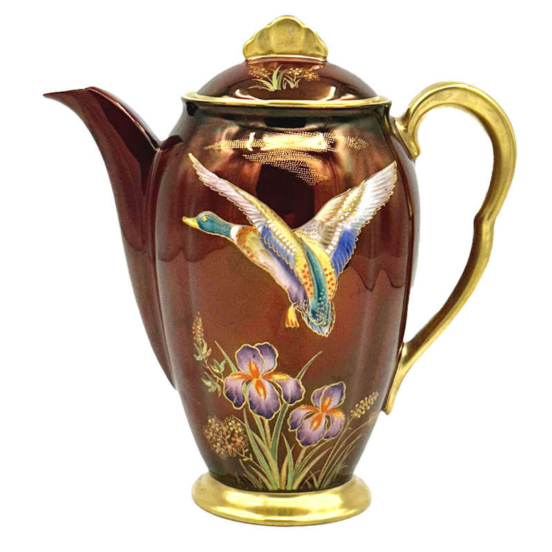 Carlton Ware Chinoiserie Rouge Royale Mallard Coffee Pot