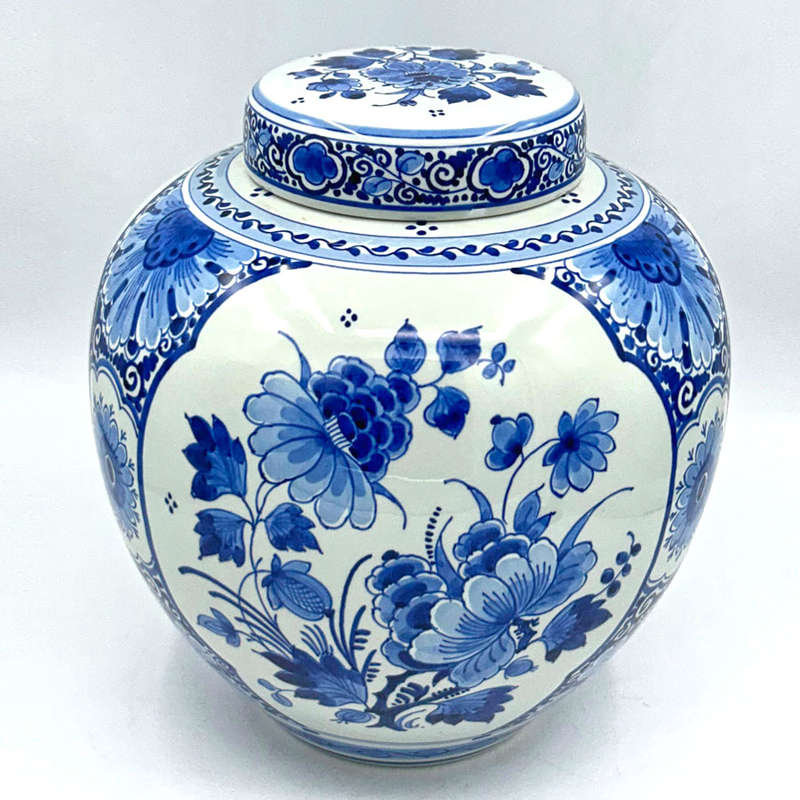 Delft De Porcelyne Fles Large Floral Ginger Jar And Cover
