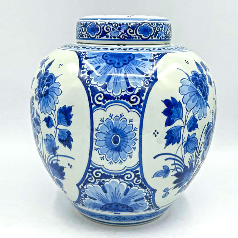 Delft De Porcelyne Fles Large Floral Ginger Jar And Cover