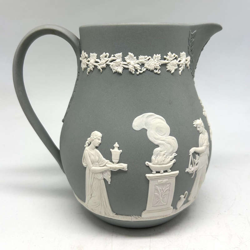 Wedgwood Grey Jasper Ware Maiden Scene Jug C1989