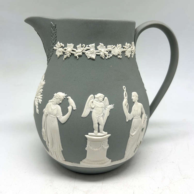 Wedgwood Grey Jasper Ware Maiden Scene Jug C1989