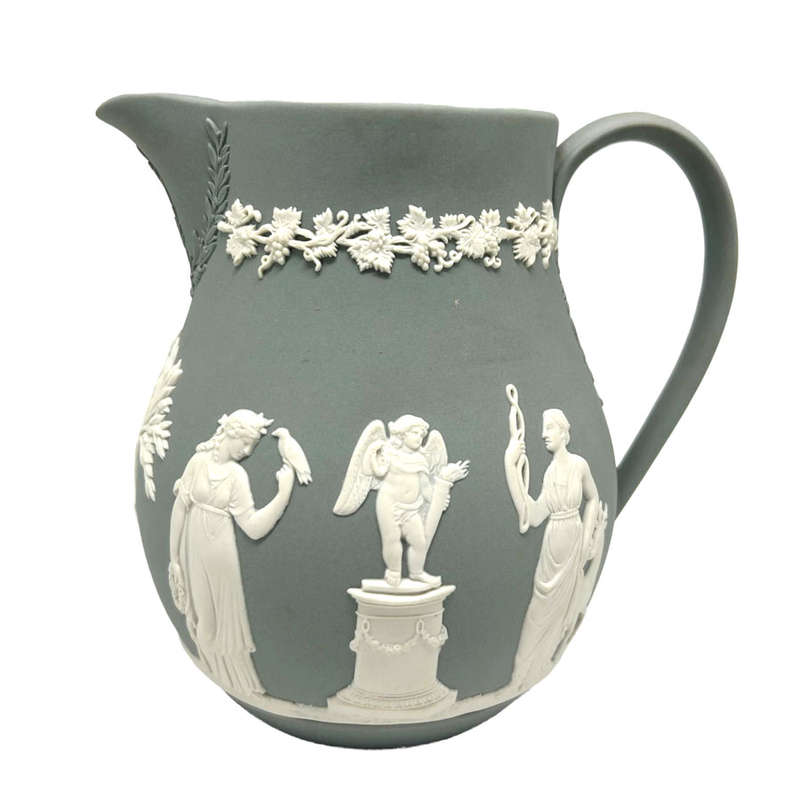 Wedgwood Grey Jasper Ware Maiden Scene Jug C1989