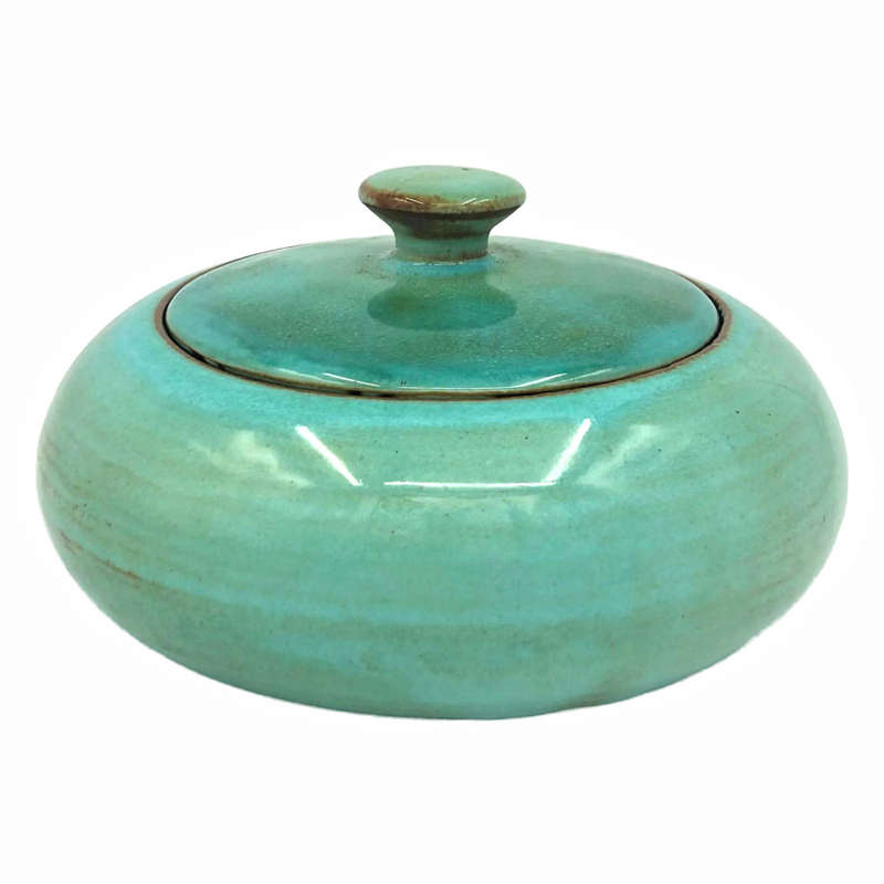 Linnware Green Glaze Bowl and Cover