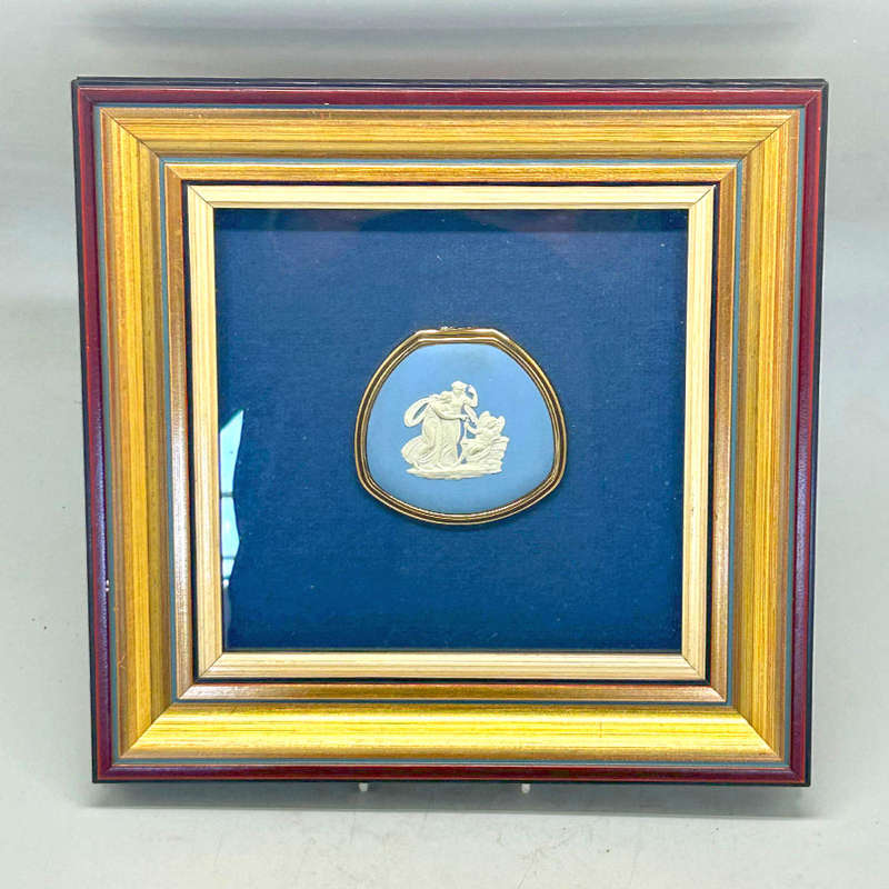 Wedgwood Blue Jasperware Maiden And Cherub  Powder Compact Framed