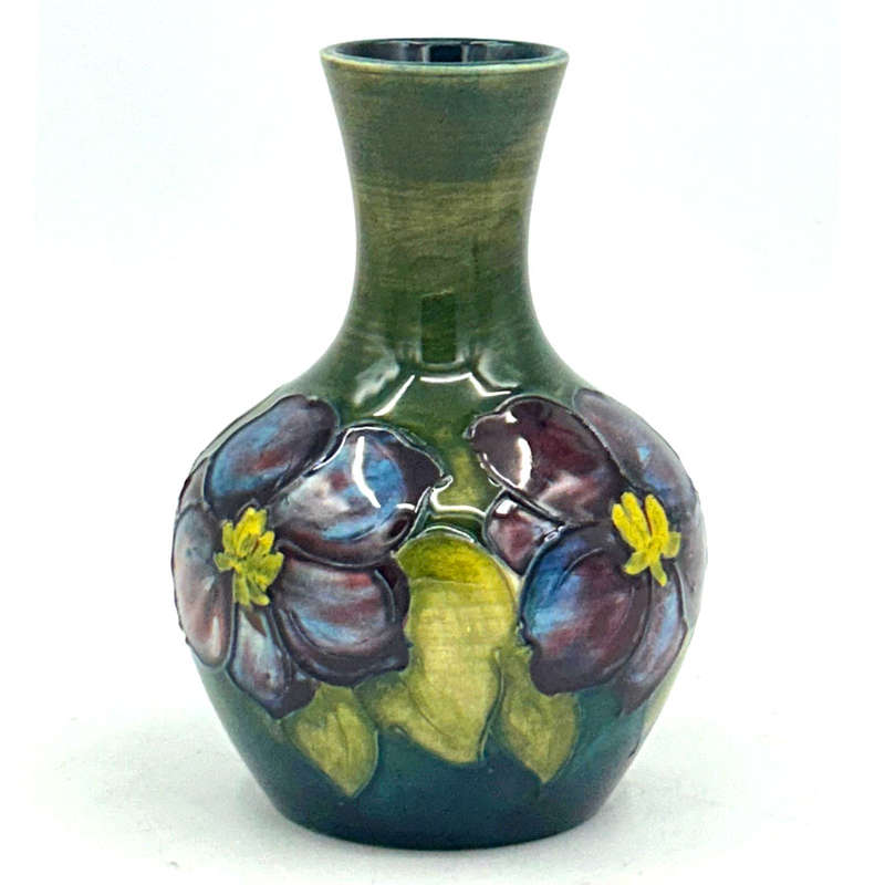 Moorcroft Clematis Green Ground Vase  C1938