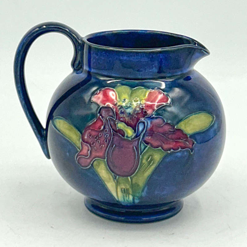 Moorcroft Orchid Pattern Jug On Blue Ground  C1947