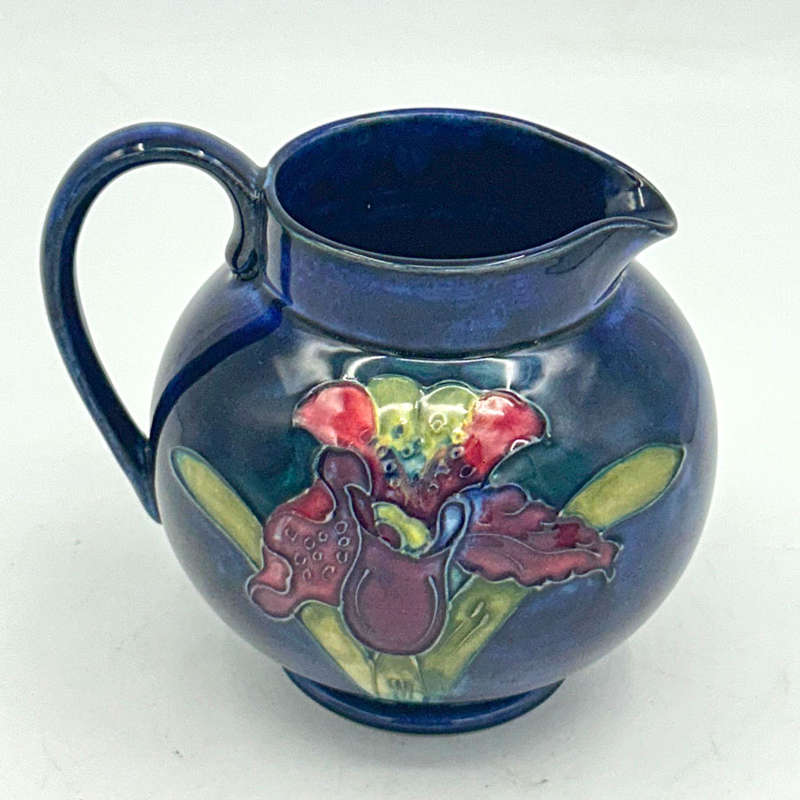 Moorcroft Orchid Pattern Jug On Blue Ground  C1947