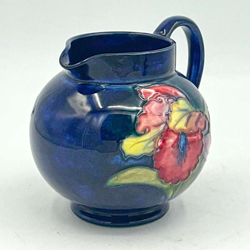 Moorcroft Orchid Pattern Jug On Blue Ground  C1947
