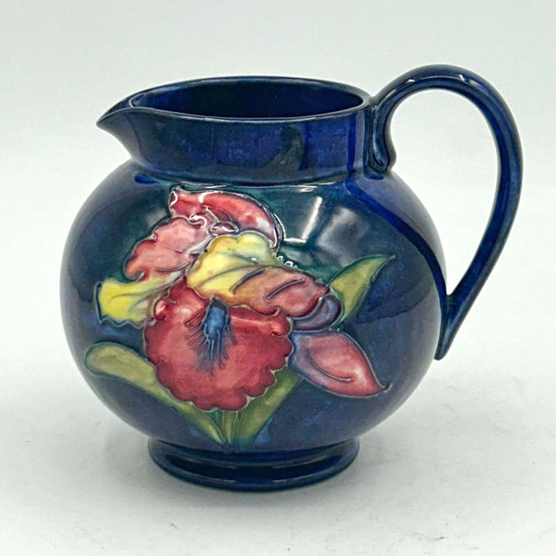 Moorcroft Orchid Pattern Jug On Blue Ground  C1947