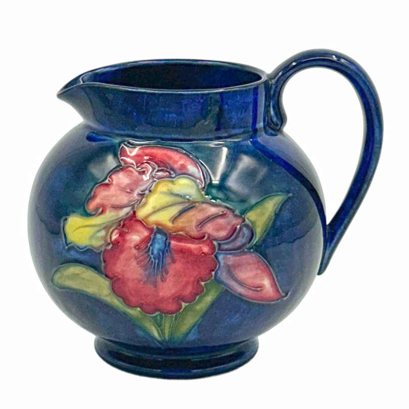 Moorcroft Orchid Pattern Jug On Blue Ground  C1947