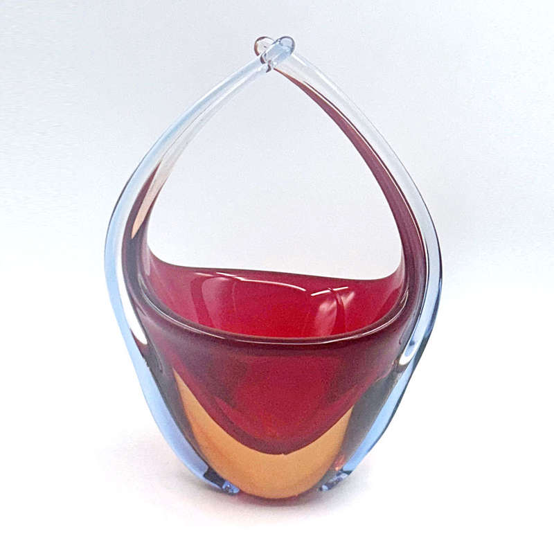 Murano Flame Red Glass Centre Piece Vase 20th