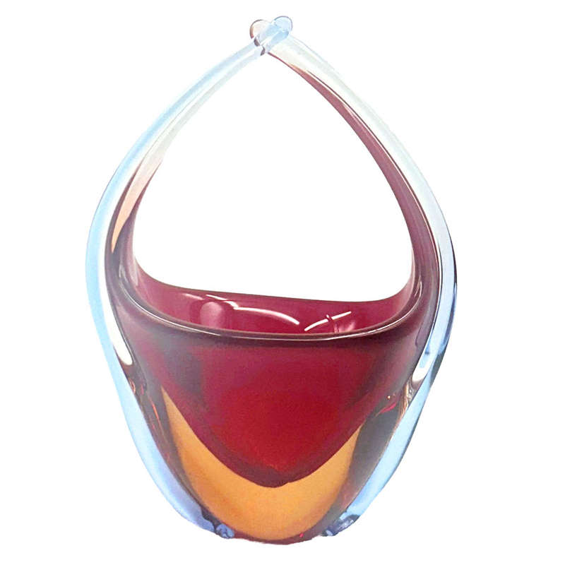 Murano Flame Red Glass Centre Piece Vase 20th