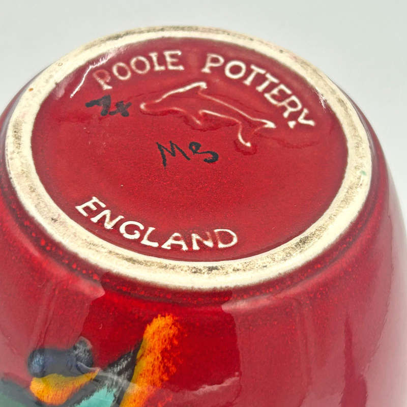 Poole Studio Pottery Red Retro Ginger Jar and Cover C1980