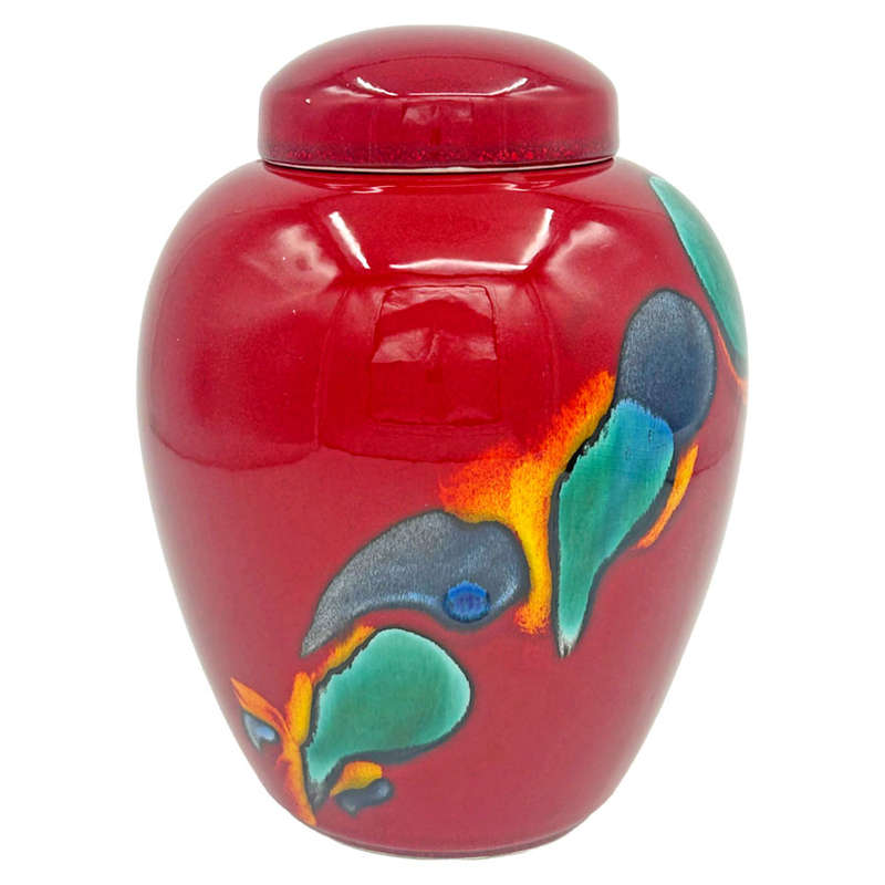 Poole Studio Pottery Red Retro Ginger Jar and Cover C1980
