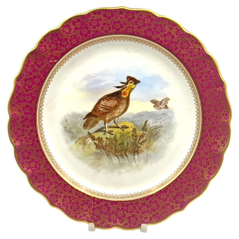 Royal Worcester Pheasant Hand Painted Cabinet Plate C1888
