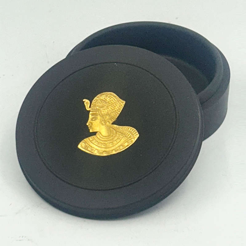 Wedgwood Black Basalt Egyptian Trinket Box and Cover 20th