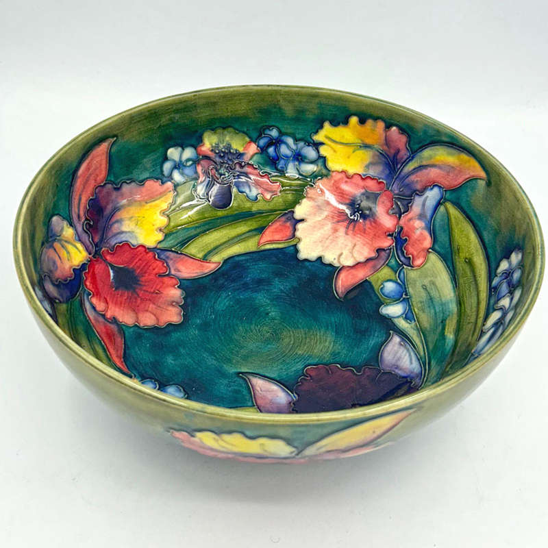 William Moorcroft Orchid And Spring Flowers Large Bowl  C1928