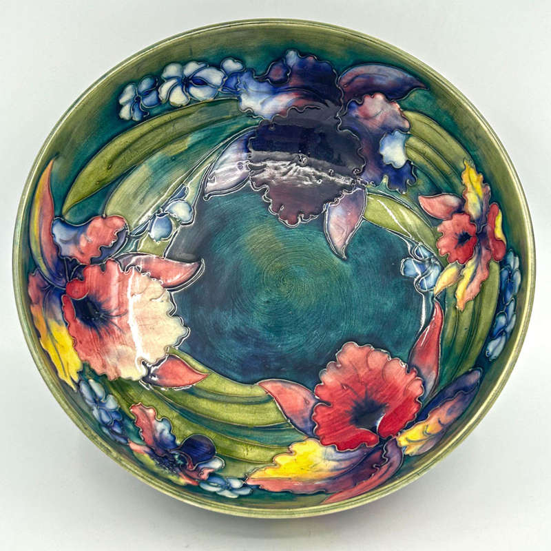 William Moorcroft Orchid And Spring Flowers Large Bowl  C1928