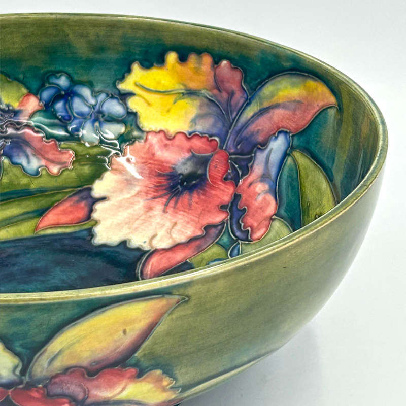 William Moorcroft Orchid And Spring Flowers Large Bowl  C1928