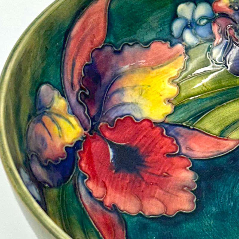 William Moorcroft Orchid And Spring Flowers Large Bowl  C1928