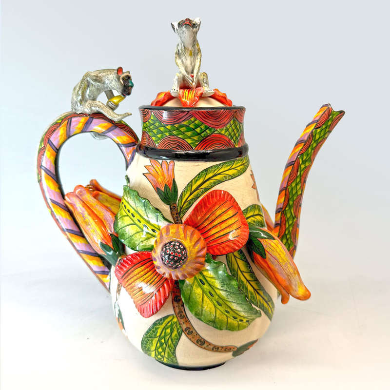 Ardmore Hand Painted Monkey Coffee Pot Lovemore 2008