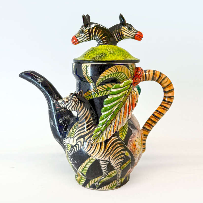 Ardmore Hand Painted Zebra Coffee Pot Sondy Sabelo  2021