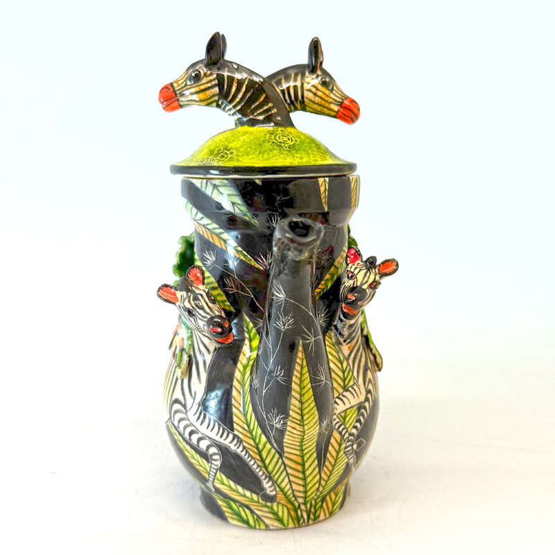 Ardmore Hand Painted Zebra Coffee Pot Sondy Sabelo  2021