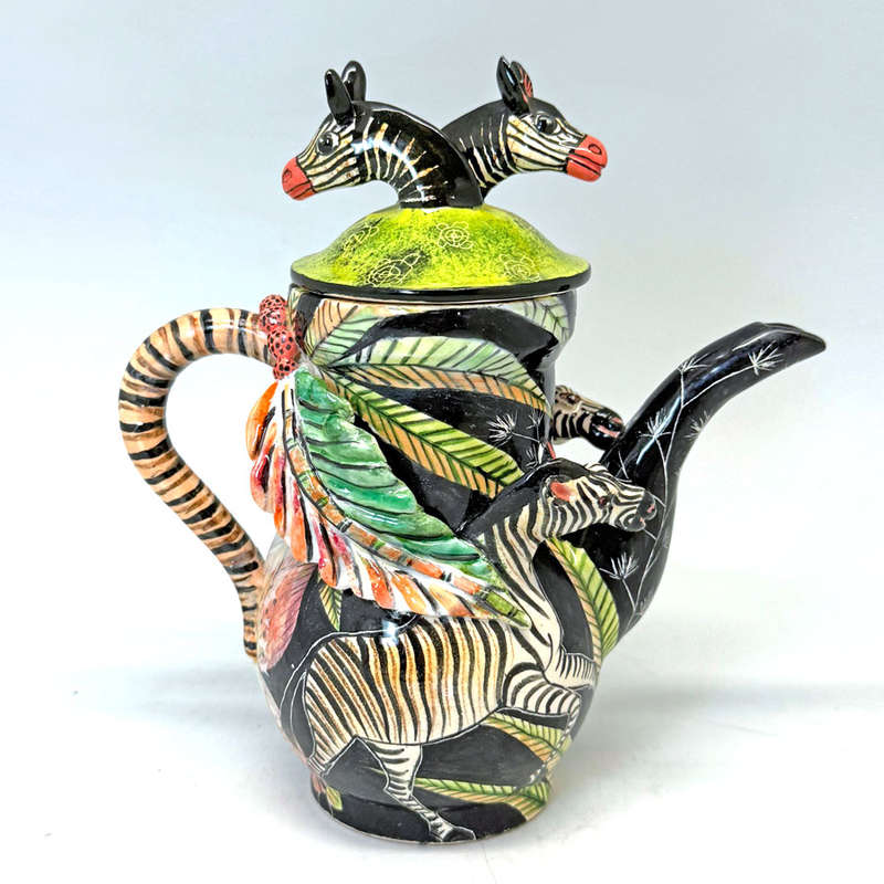 Ardmore Hand Painted Zebra Coffee Pot Sondy Sabelo  2021