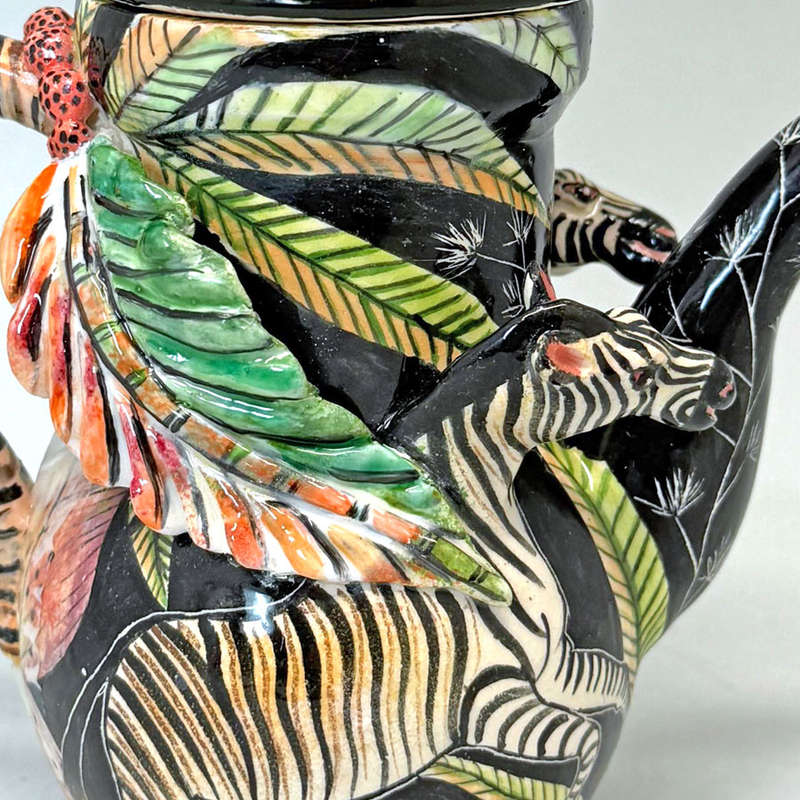Ardmore Hand Painted Zebra Coffee Pot Sondy Sabelo  2021