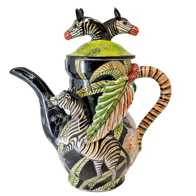 Ardmore Hand Painted Zebra Coffee Pot Sondy Sabelo  2021