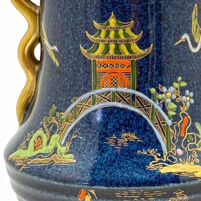 Carlton Ware Chinoiserie Blue Royale Pergoda Vase