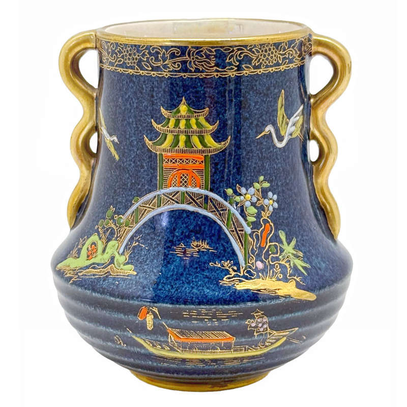 Carlton Ware Chinoiserie Blue Royale Pergoda Vase