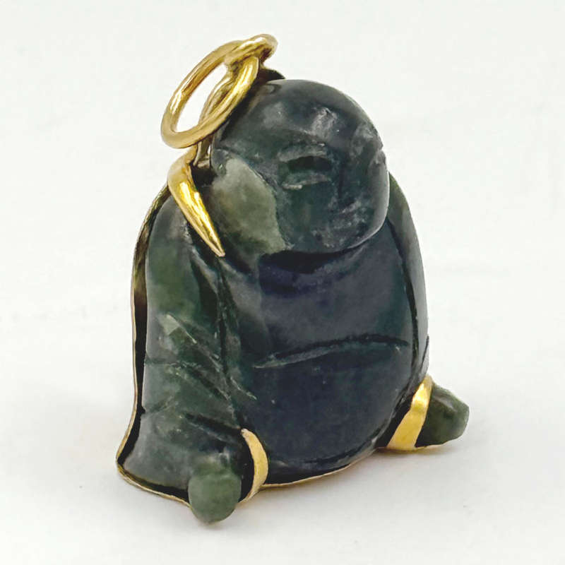 Chinese 14Ct Gold Jade Buddha Charm Pendant