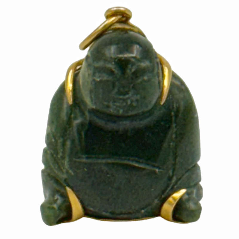 Chinese 14Ct Gold Jade Buddha Charm Pendant