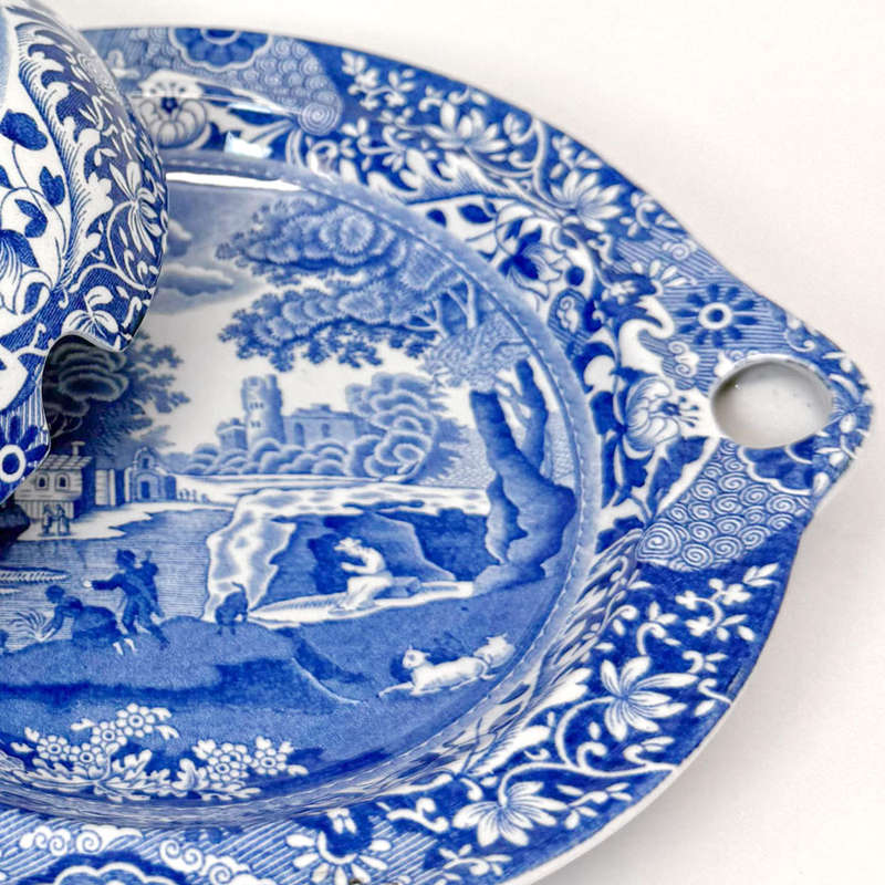 Copeland Spode Blue Italian Warming Bowl And Cover