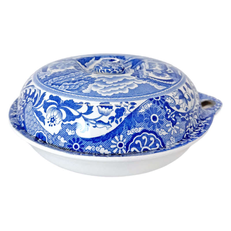 Copeland Spode Blue Italian Warming Bowl And Cover