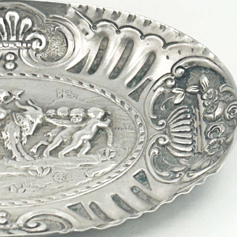 German Silver Cherub Scene Dish C1894