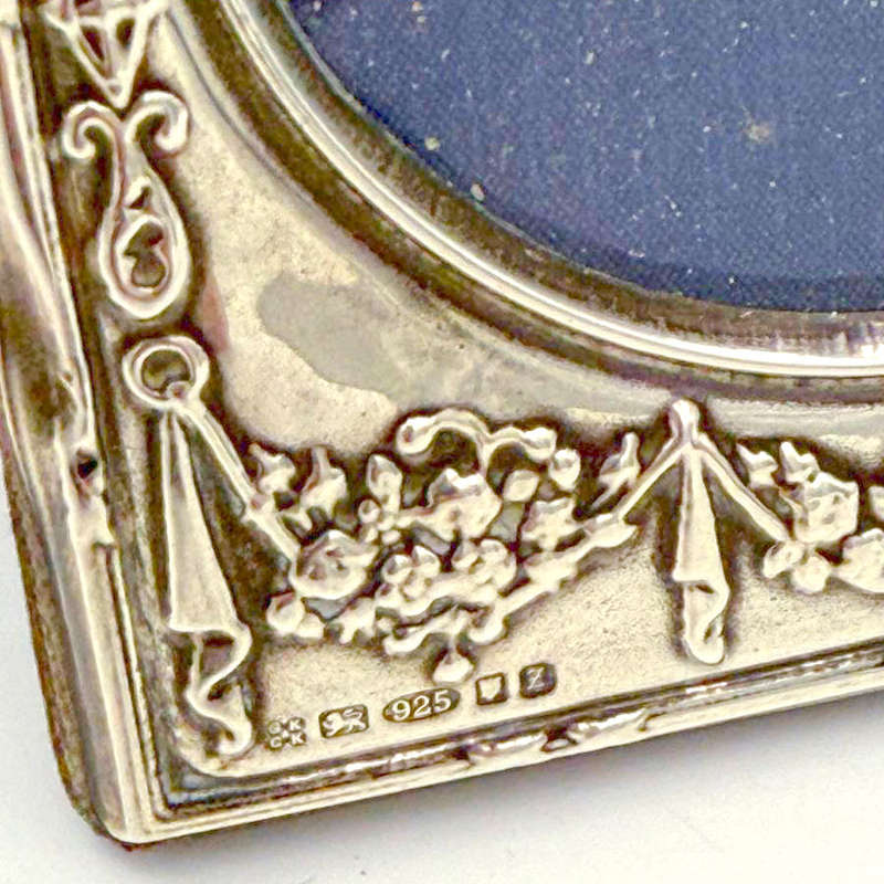 Hallmarked London Silver Picture Bow and Flower Frame 20th
