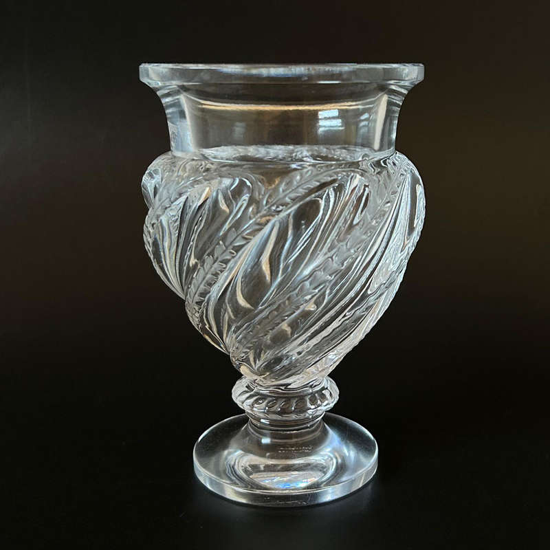 Lalique France Ermenonville Frosted and Footed Crystal Vase