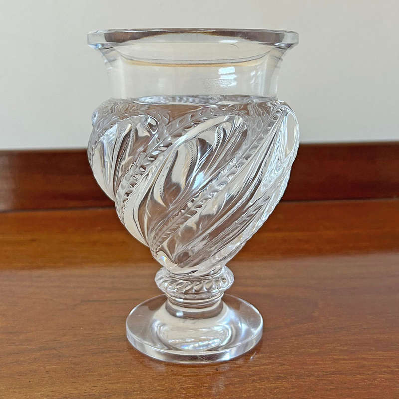 Lalique France Ermenonville Frosted and Footed Crystal Vase