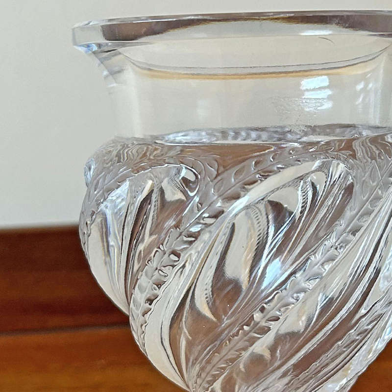 Lalique France Ermenonville Frosted and Footed Crystal Vase