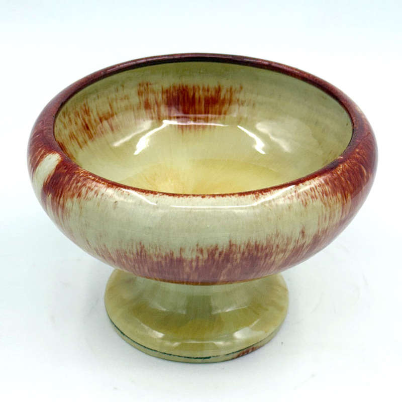 Linnware Pedestal Vase Straw Brown Glaze